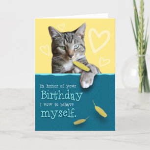 Humorous Birthday Card with Naughty Cat Karte