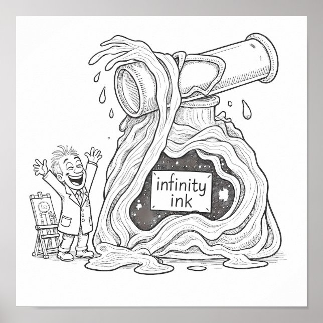 Humorous Cartoon Infinity Ink Decoupage Line Art Poster (Vorne)