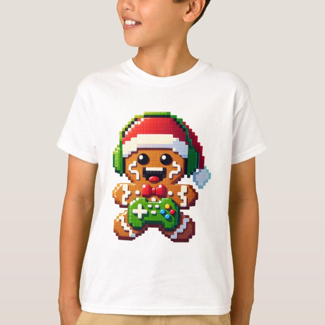Humorous Christmas Gamer Gingerbread Holiday Gift  T-Shirt (Vorderseite)