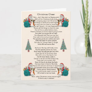 humorous christmas poem santa and xmas tree art feiertagskarte