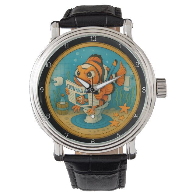Humorous Clownfish Bathroom Armbanduhr (Vorderseite)
