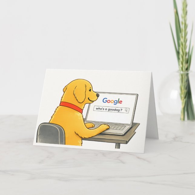 Humorous Dog Greeting Card | Who’s a Goodog? Karte (Vorderseite)