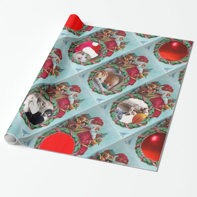 HUMOROUS FUNNY SANTA XMAS CROWN FOTO TEMPLATE GESCHENKPAPIER (Ungerollt)