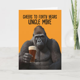 Humorous Gorilla Drinking Beer 40th Birthday Card Karte
