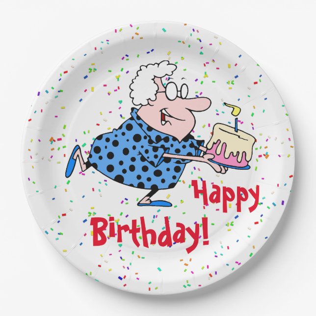 Humorous Grandma Birthday Cake Party Paper Pappteller (Vorderseite)