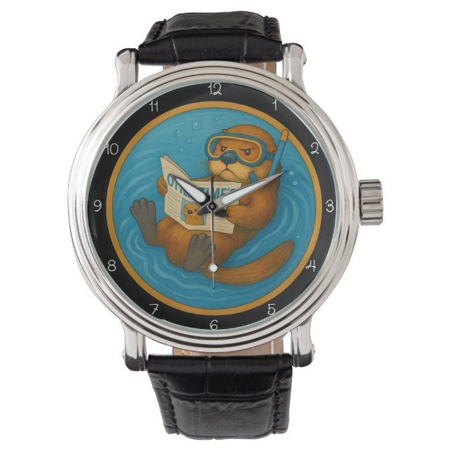 Humorous Otter In Pool Armbanduhr (Vorderseite)