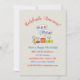 Humorous Patriotic Summer Holiday BBQ Party Invite Einladung