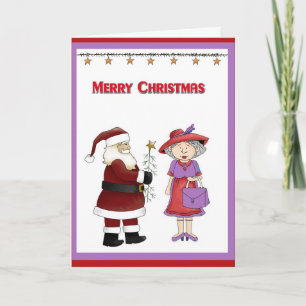 Humorous Red Hat Woman Christmas Card Feiertagskarte