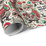 Humorous Satirical Christmas Wrapping Paper Geschenkpapier<br><div class="desc">Wrap your gifts with a touch of humor using this satirical Christmas wrapping paper! The seamless design features exaggerated caricatures of Santa Claus, reindeer in sunglasses, tangled Christmas lights, and minimal sarcastic phrases like "Ho Ho Nope!" and "No Gifts, Just Snacks." With a vibrant color palette of red, green, white,...</div>