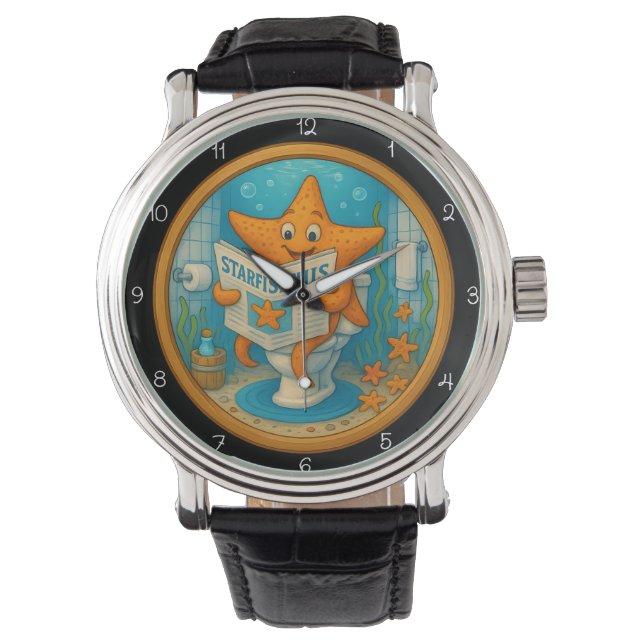 Humorous Starfish Bathroom Clock Armbanduhr (Vorderseite)
