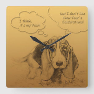 Humorous Vietnamese Chinese Dog Year Square W C Quadratische Wanduhr