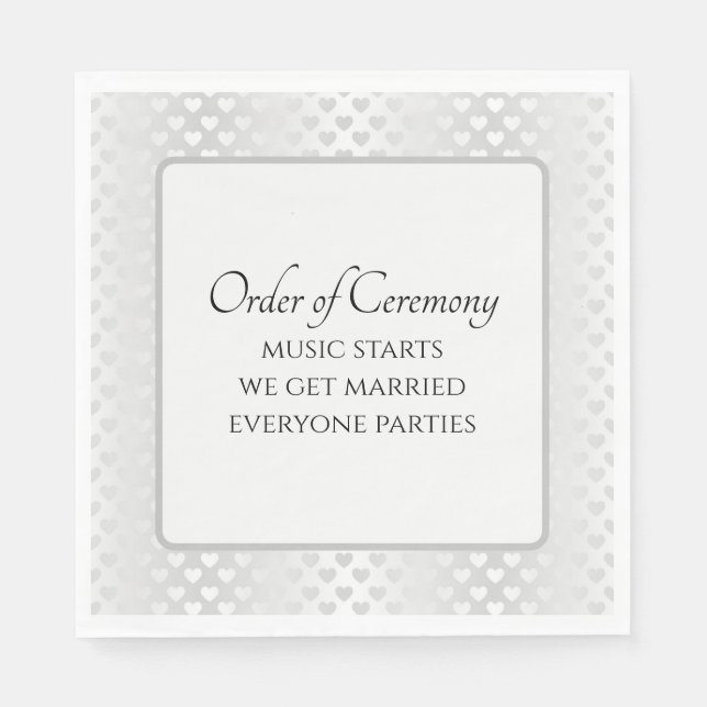 Humorous Wedding Text with Shimmering Hearts Serviette (Vorderseite)