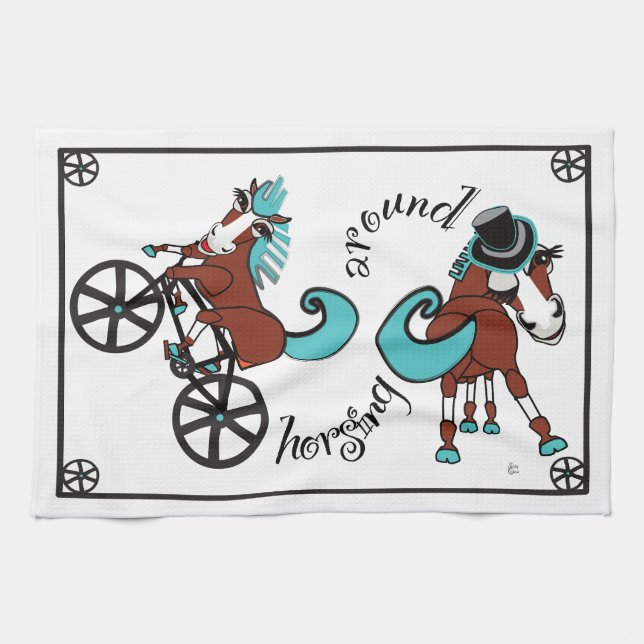 Humorpferde Geschirrtuch (Horizontal)