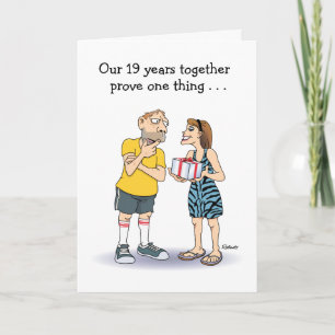 Humorvolle 19. Hochzeitstagskarte für ihn Karte