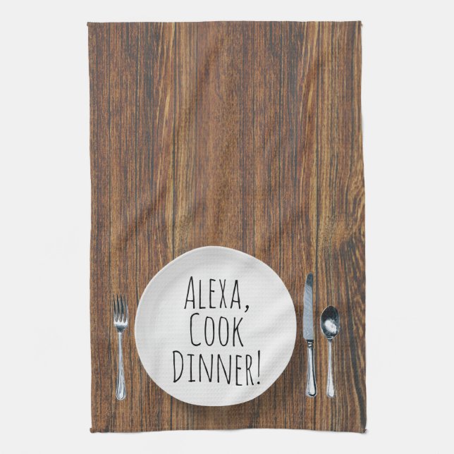 humorvolle Alexa Command zum Essen Geschirrtuch (Vertikal)