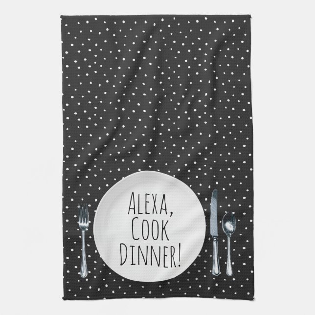 humorvolle Alexa Command zum Essen Geschirrtuch (Vertikal)