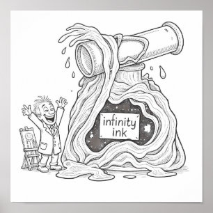 Humorvolle Cartoon Infinity Ink Decoupage Linienku Poster