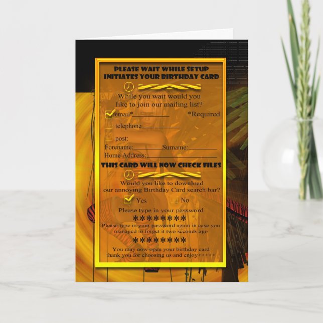 Humorvolle Computergeburtstagskarte Karte (Vorderseite)