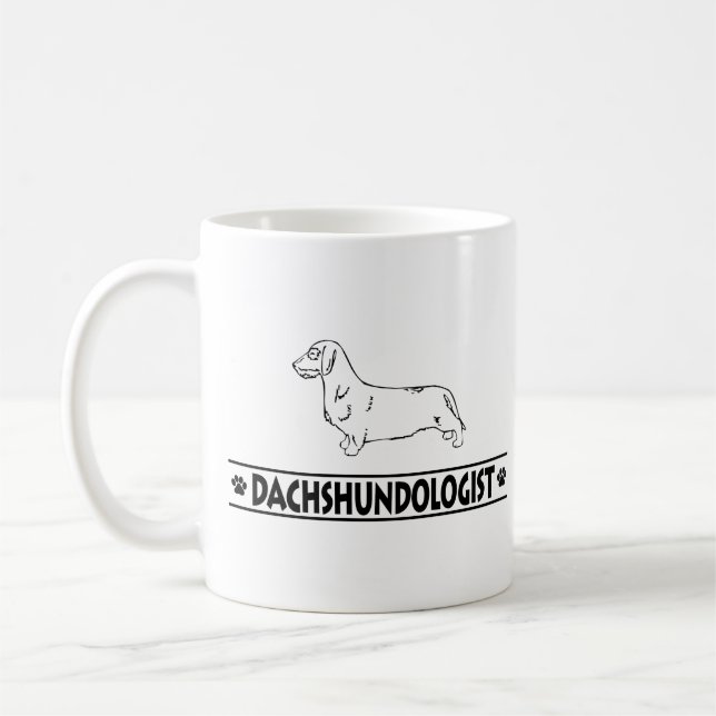 Humorvolle Drahthaar-Dackel Tasse (Links)