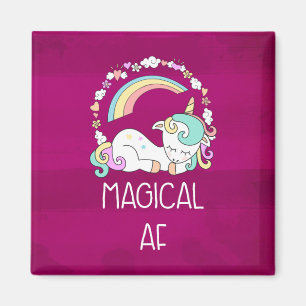 Humorvolle Einhorn Magical AF auf rosa Muster Magnet