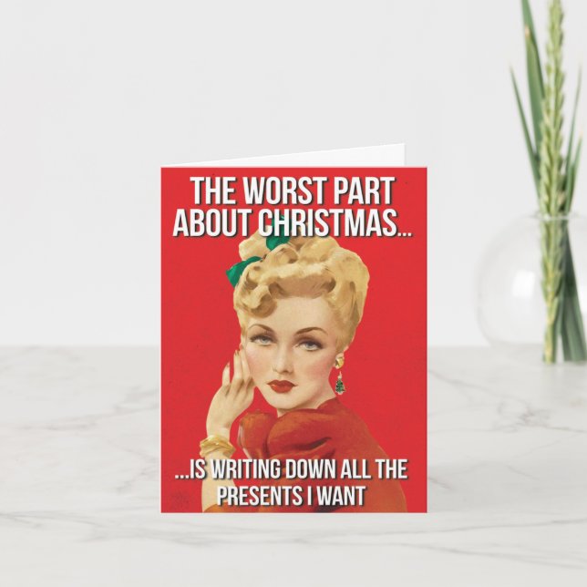 Humorvolle Frohe Weihnachtskarte - Worst Part Karte (Vorderseite)