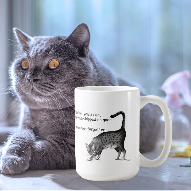 Humorvolle graue launische Katze Egyptian Mau Kaffeetasse (Von Creator hochgeladen)