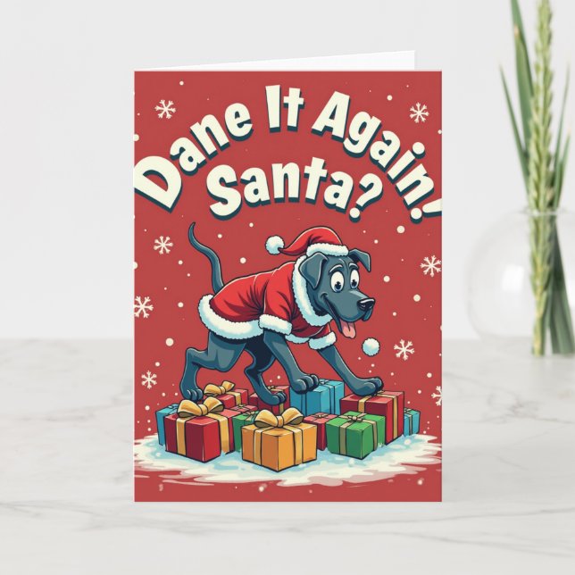 Humorvolle Great Dane Festive Karte (Vorderseite)