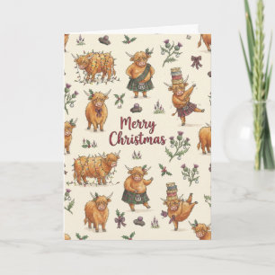 Humorvolle Highland-Rinder-Weihnachten Karte
