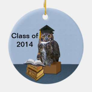 Humorvolle Klasse von Abschluss-Eule 2014 Keramik Ornament