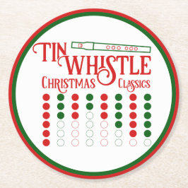 Humorvolle Retro Tin Whistle Christmas Classics Runder Pappuntersetzer