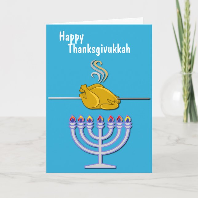 Humorvolle Thanksgivukkah Gewohnheit Feiertagskarte (Vorderseite)