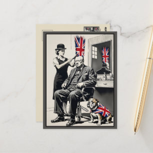 Humorvolle Union Jack Churchill Kunstwerke Postkarte