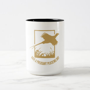 Humorvolle Vintage-Jagd auf Goldfasanen Zweifarbige Tasse