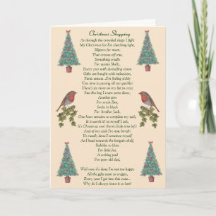 humorvolle Weihnachtsgedicht Robin und Weihnachtsb Feiertagskarte