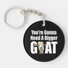 Humorvolle weiße Ziege auf schwarzem Hintergrund Schlüsselanhänger