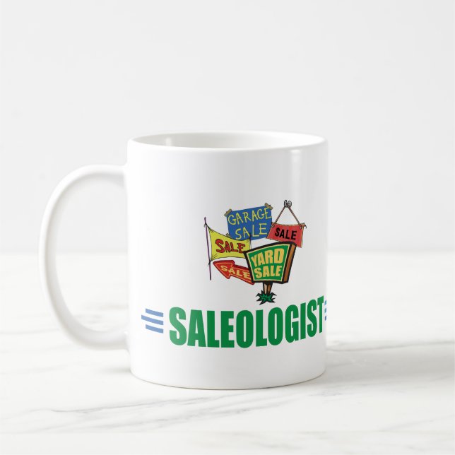 Humorvoller Garagenflohmarkt Tasse (Links)