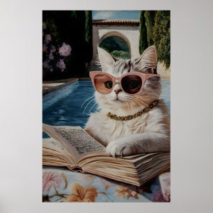 Humorvoller Katzenliebhaber-Kunstprint Feline Büch Poster