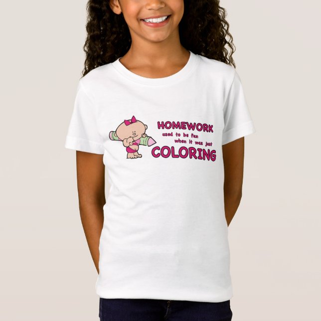 Humorvoller KinderHausaufgaben-Mädchen T - Shirt (Vorderseite)