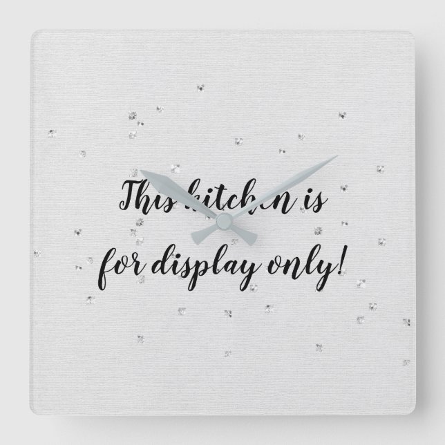 humorvoller Küchentext mit quadratischen Quadratische Wanduhr (Vorderseite)