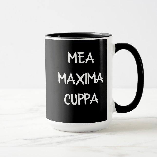 Humorvoller lateinischer Katholischer Mea Cuppa Tasse (Rechts)