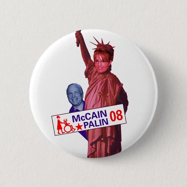 Humorvoller McCain Palin 2008 Button (Vorderseite)