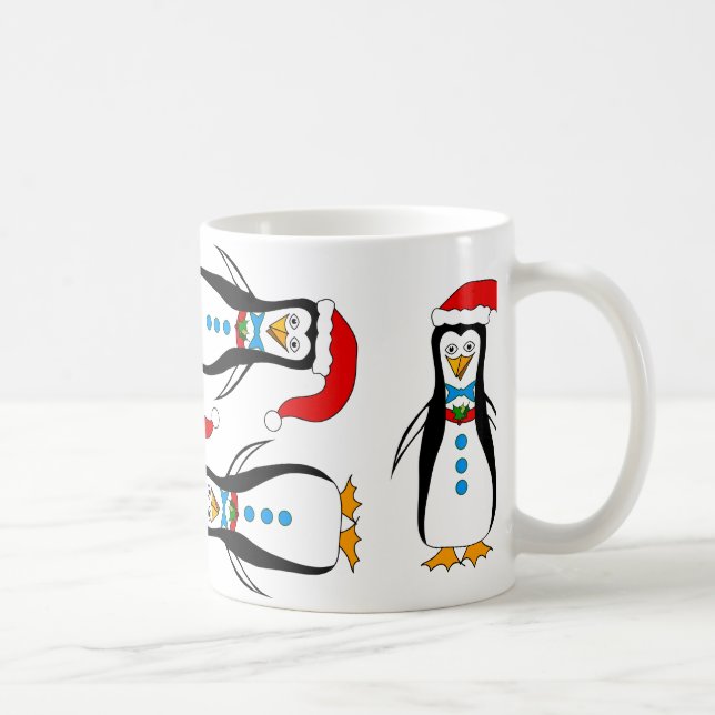 Humorvoller Penguin-Entwurf auf Kaffee-/Tee-Tasse Kaffeetasse (Rechts)