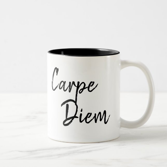 humorvoller Sprichwort | carpe diem | Kaffee Zweifarbige Tasse (Rechts)