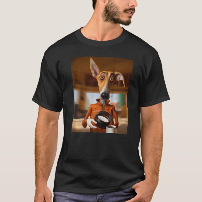 Humorvolles Hundekunstwerk niedliches Hundeschlitt T-Shirt (Vorderseite)