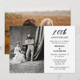 Humorvolles Vintage-Paar zum 20. Hochzeitstag Einladung