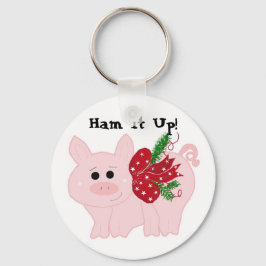 Humorvolles Weihnachtsschwein - Ham it Up! Schlüsselanhänger