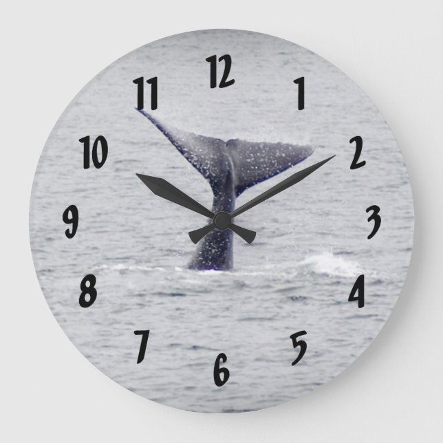 Hump Back Whale Schwanz Große Wanduhr (Vorderseite)