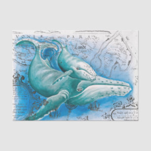 Humpback Family Vintage Karte Seidenpapier