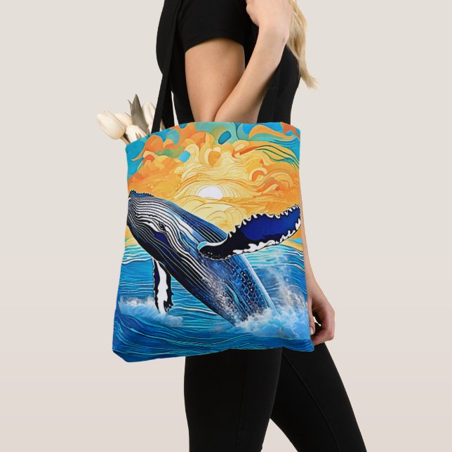 Humpback-Sonnenuntergangs-Sprung-Kunst (Von Nahem)