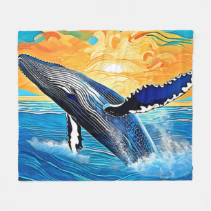 Humpback-Sonnenuntergangs-Sprung-Kunst Fleecedecke